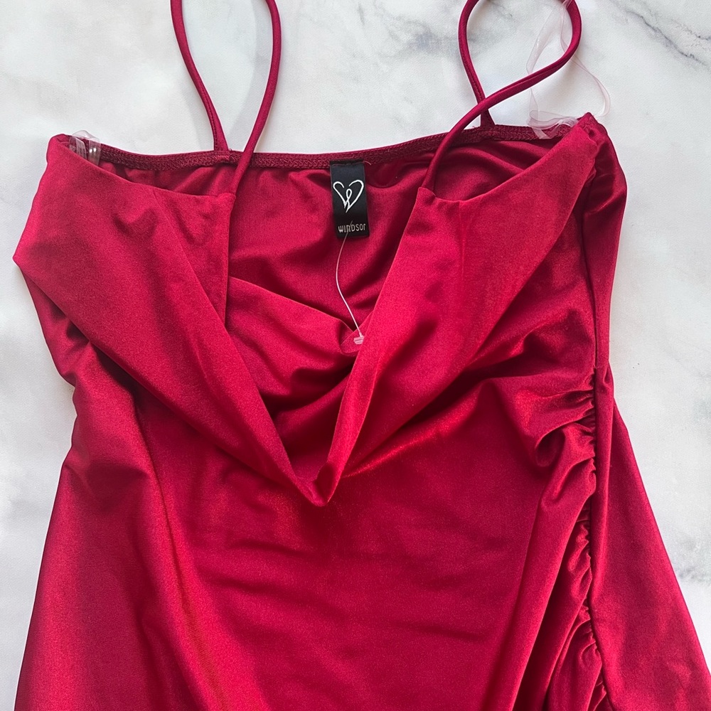 Satin red dress